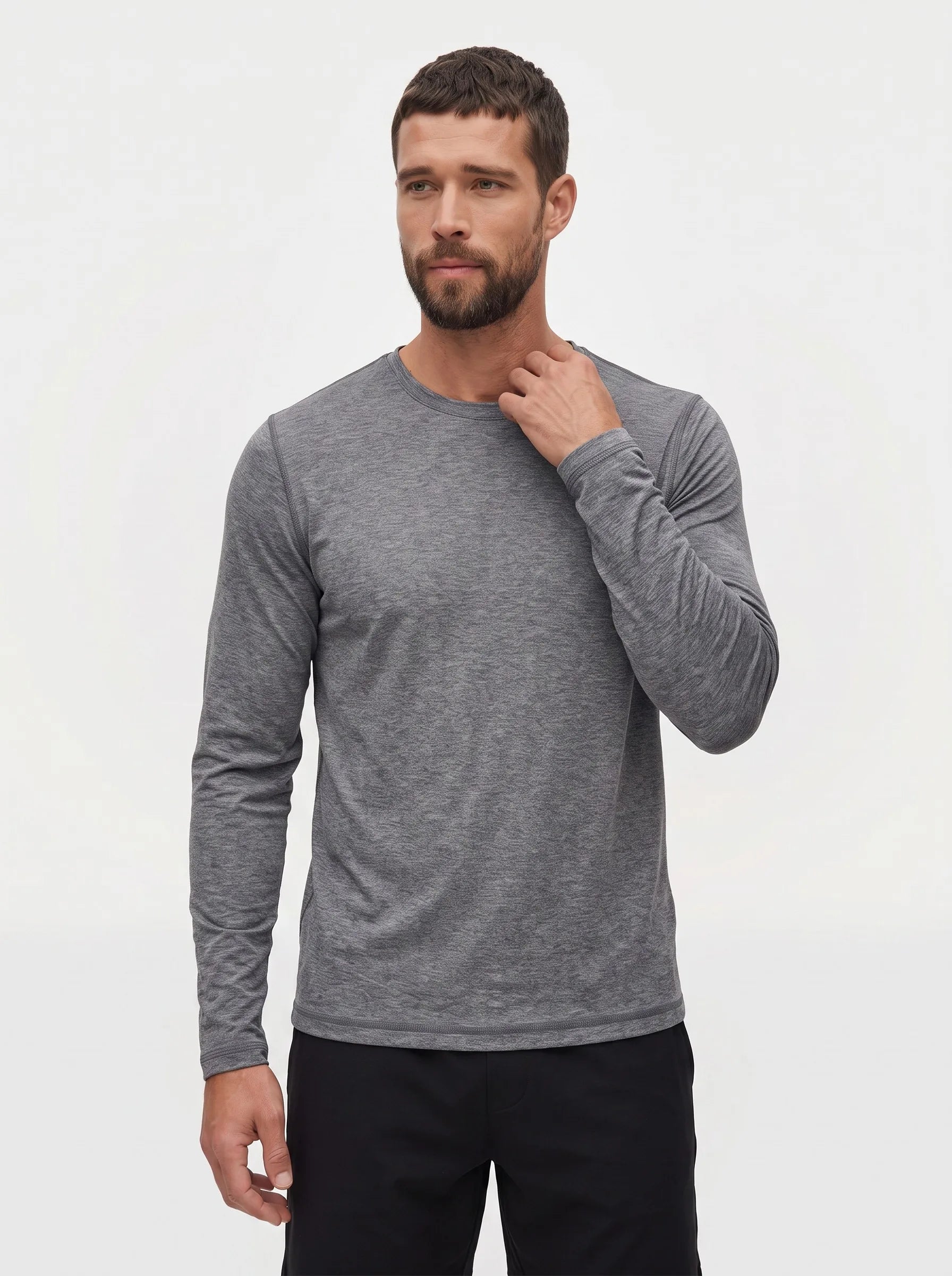 Camiseta activa de manga larga con cuello redondo FlowBlend™ – Pack de 3