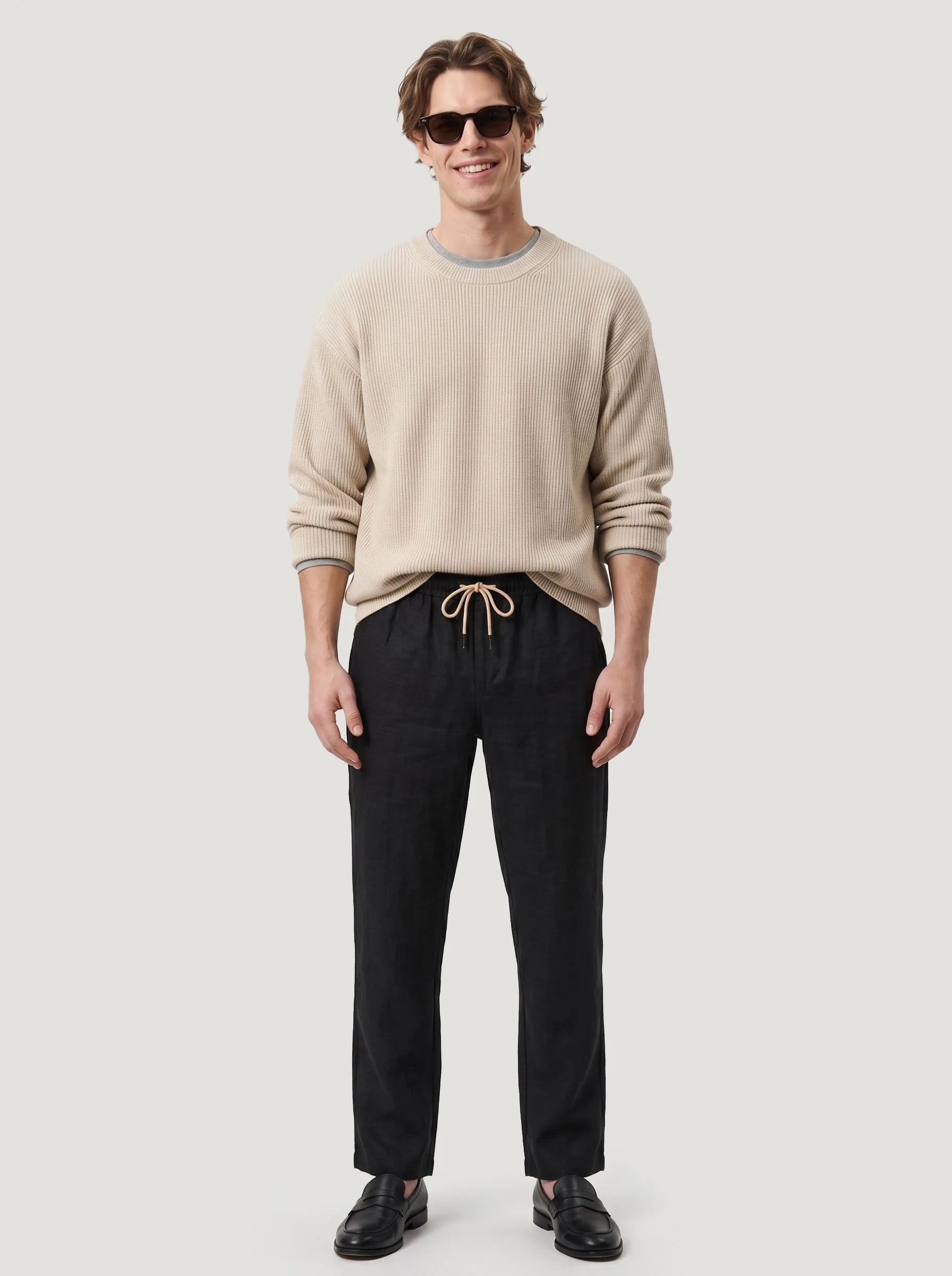 Pantalones con cordón de 100 % lino europeo — Pack de 2