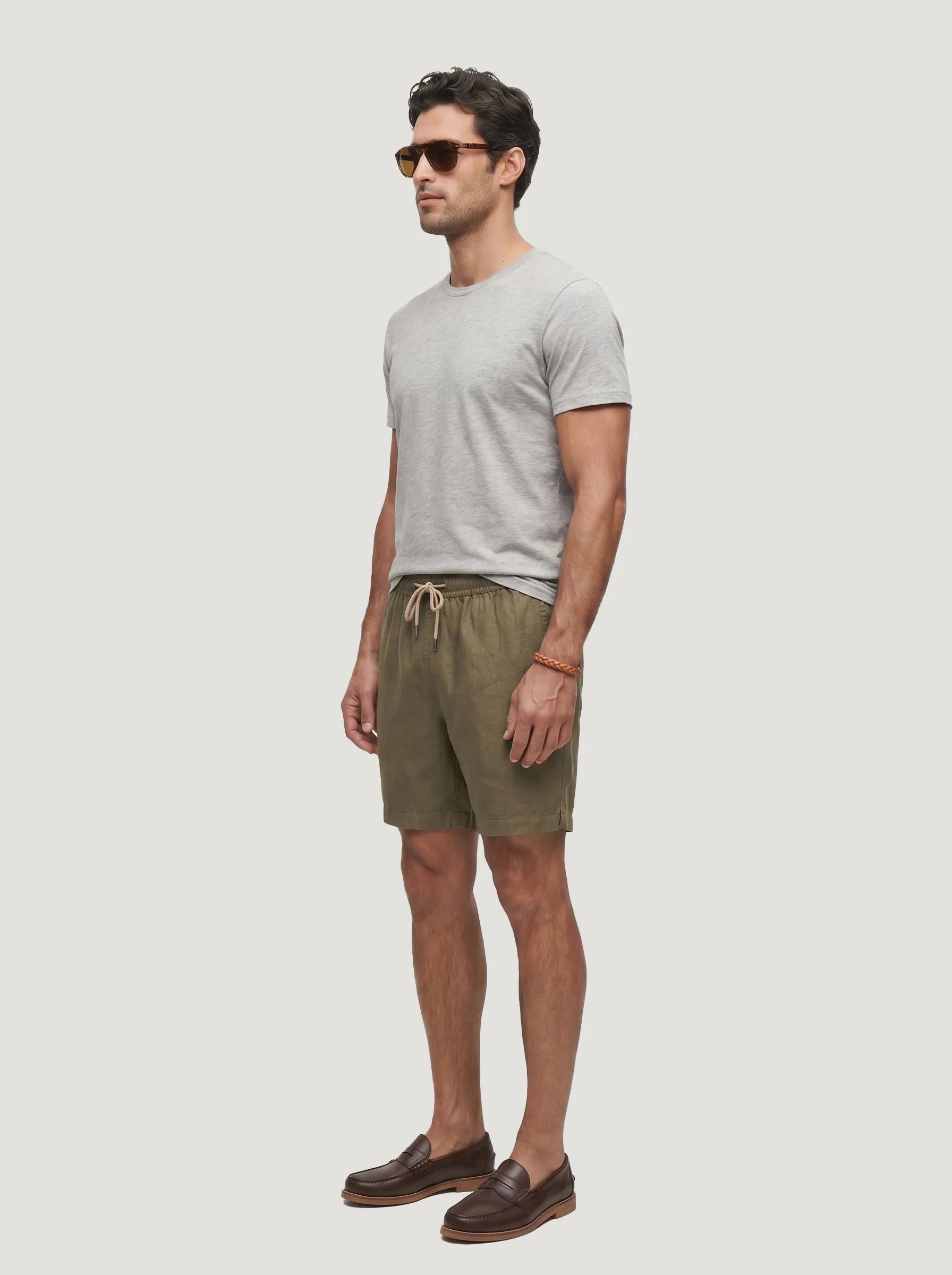 Short à cordon en 100 % lin européen