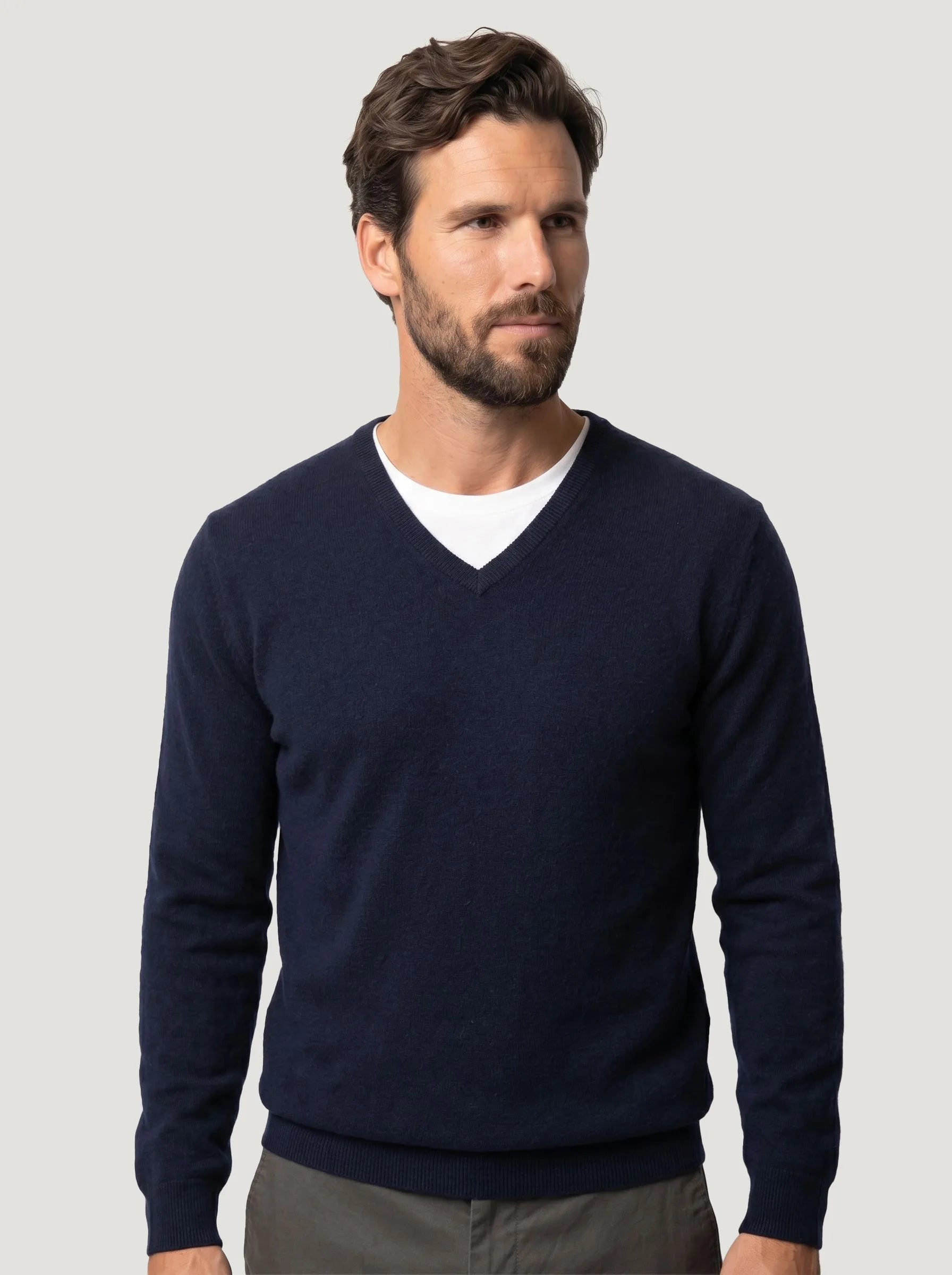 Mongolian Cashmere V-Neck Sweater