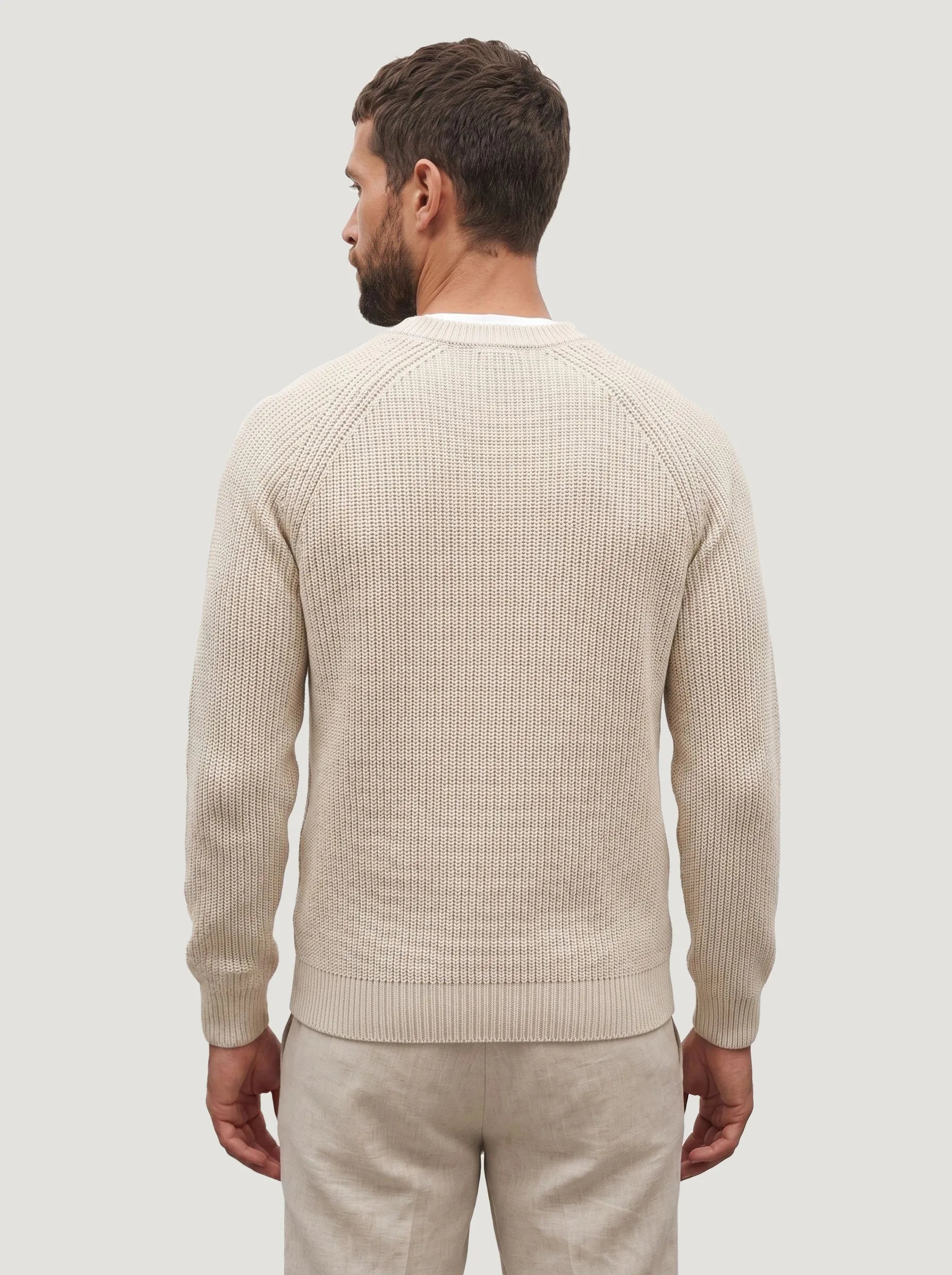 Jersey de cuello redondo de punto canalé de algodón orgánico