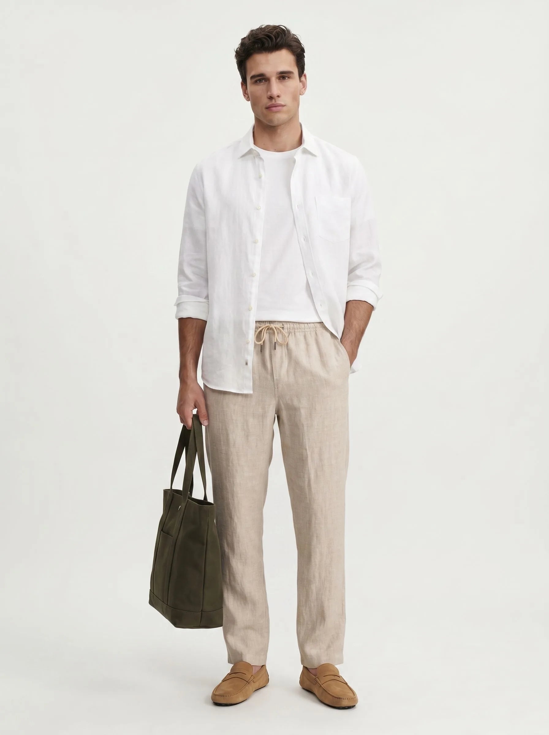 Pantalón informal de lino europeo 100%
