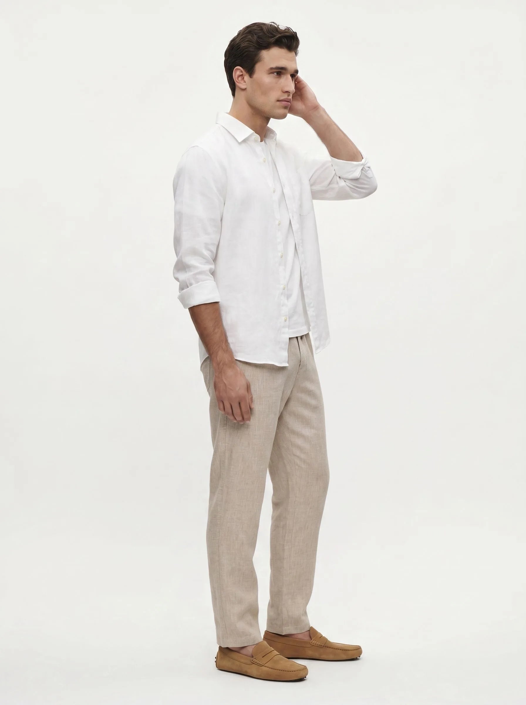 Pantalón informal de lino europeo 100%
