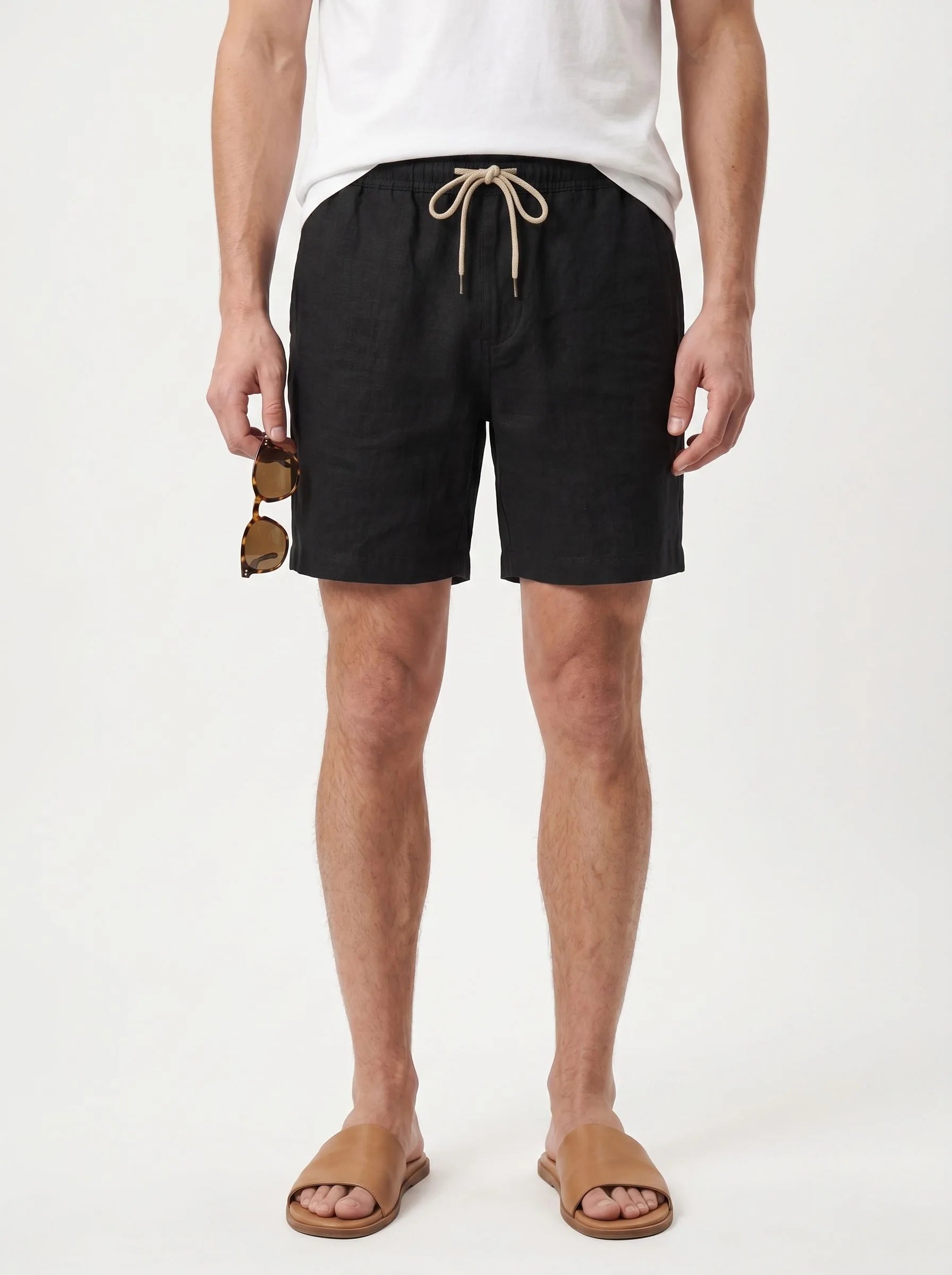100% European Linen Drawstring Shorts