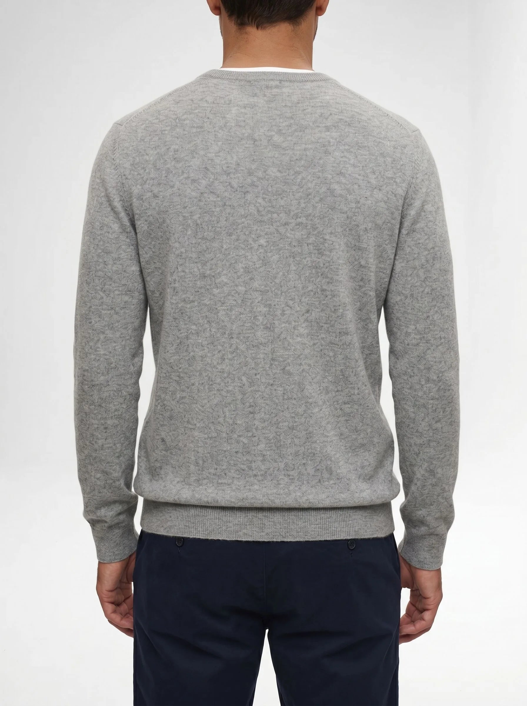 Jersey de cuello en V de cachemira mongola