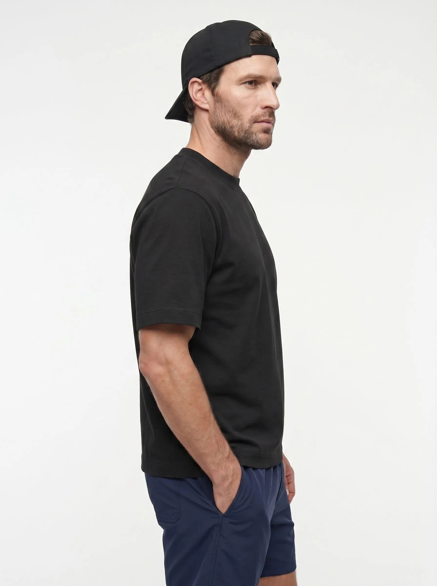 T-Shirt aus 100 % Bio-Baumwolle, schwere Qualität, Rundhalsausschnitt