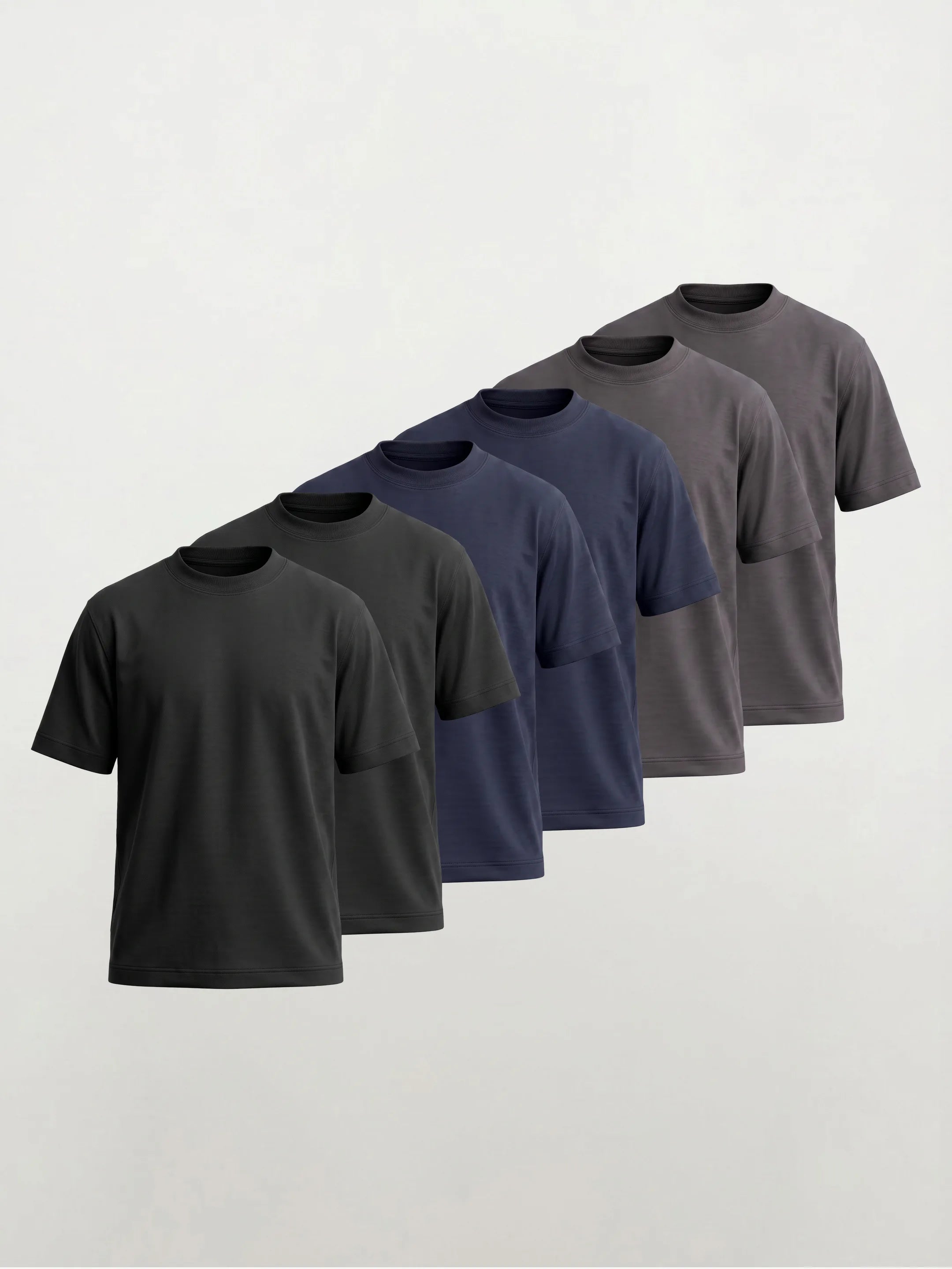 Camiseta de cuello redondo de algodón 100 % orgánico, gruesa — Pack de 6