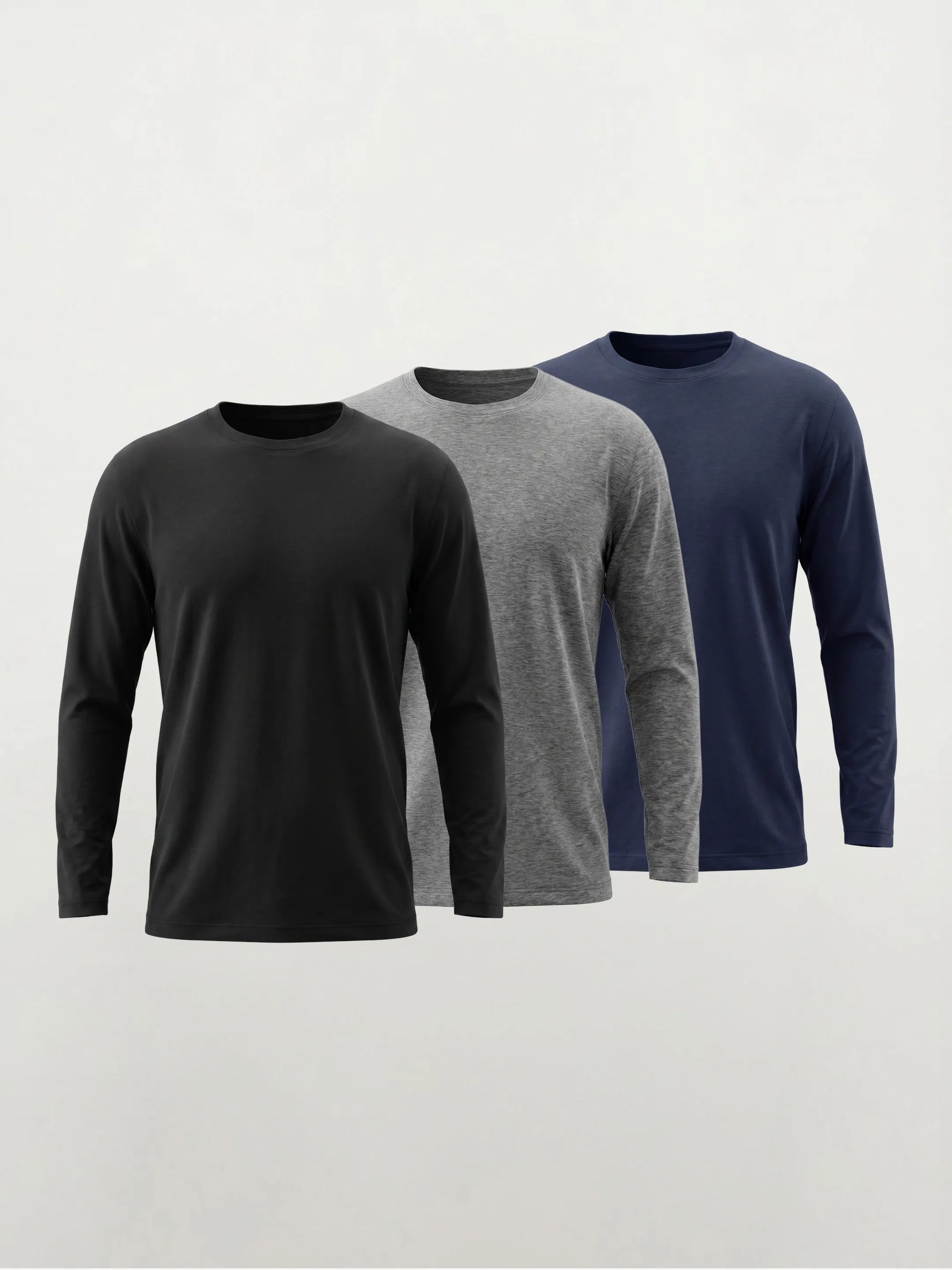Camiseta activa de manga larga con cuello redondo FlowBlend™ – Pack de 3